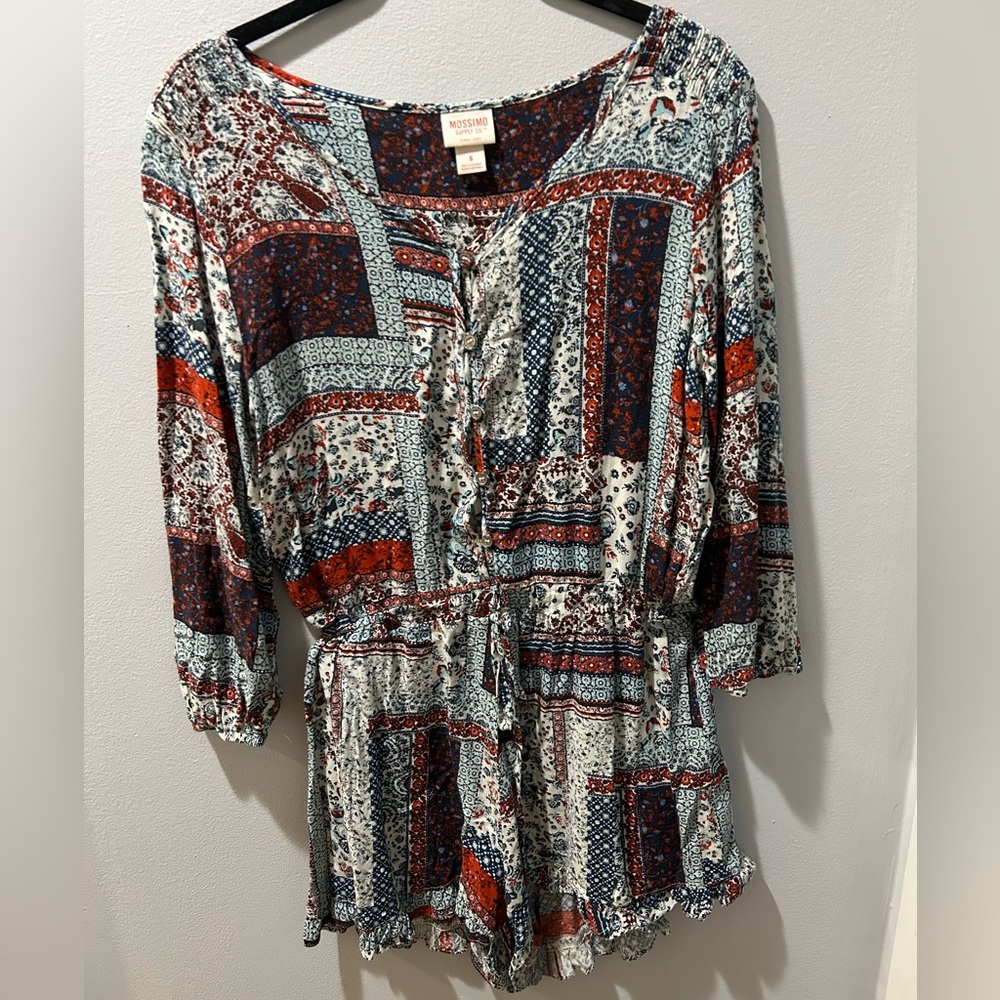 Women’s Small Mossimo Patterned Button Up Romper